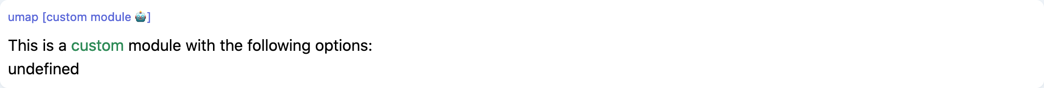 Screenshot of the default custom component